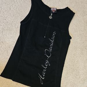 Harley-Davidson Women's Black Sleeveless Zip-Front Tank